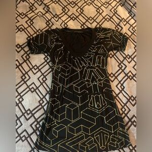 EVIL GENIUS- Black Geometric Midi Dress Female Size Large